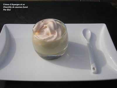 Crèmes d'asperges et chantilly de saumon fumé