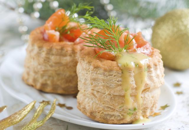 Vol-au-vent au saumon mariné et aneth