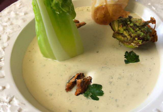 Velouté d'endives et nuage de roquefort aux noix