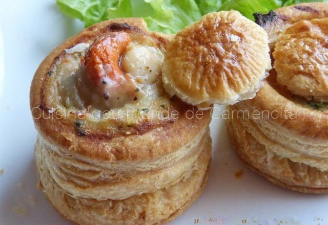 Vol au vent au saumon frais et noix de Saint Jacques