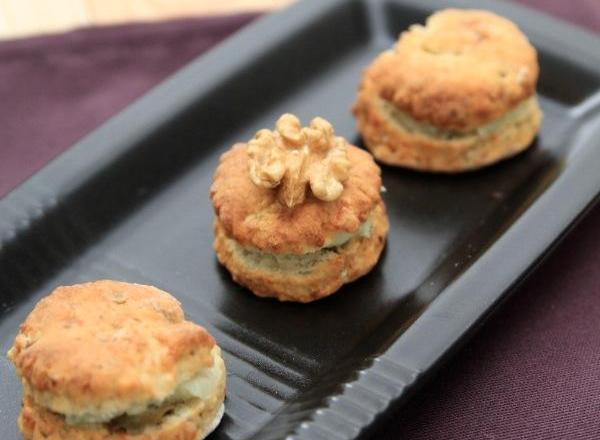 Bouchées à la Fourme d'Ambert, patate douce et aux noix