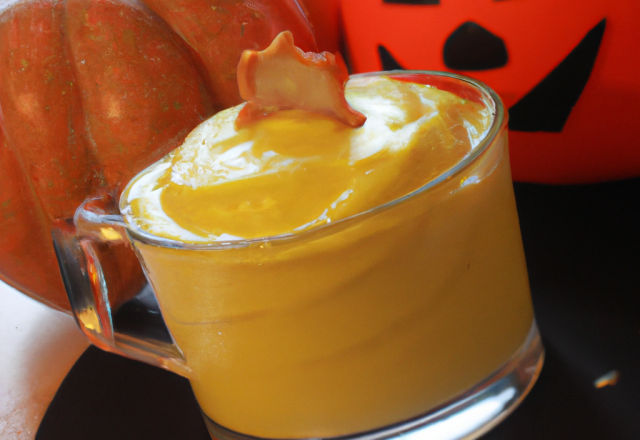 Crème de potiron Halloween, mousse de lard fumé