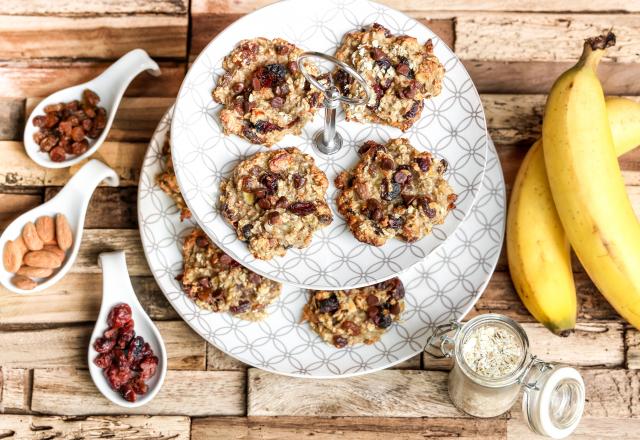 Cookies aux flocons d'avoine, bananes et cranberries