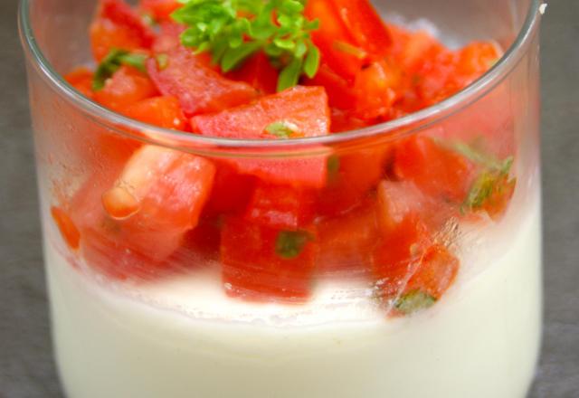 Panna cotta au chèvre et son tartare de tomates