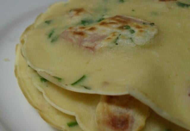 Crêpes moelleuse à la bière, persil et bacon