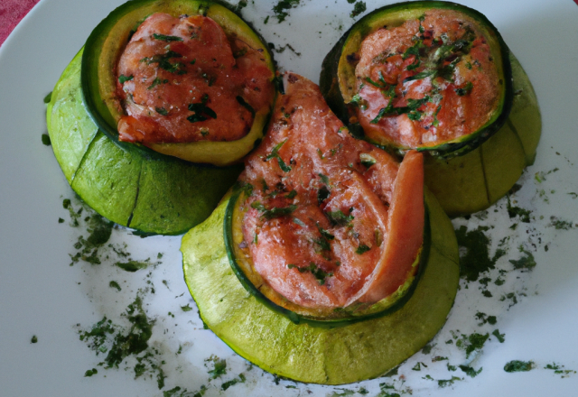 Courgettes farcies au saumon fumé et à l' aneth