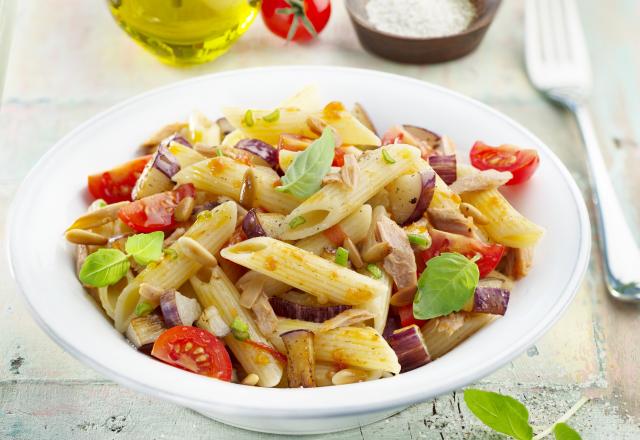 Penne au thon et aubergines