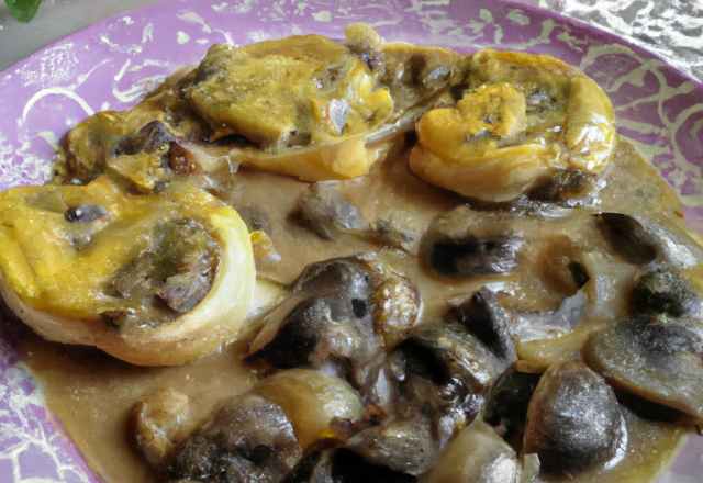 Feuilletés aux escargots et aux pleurotes, sauce au Bourgogne