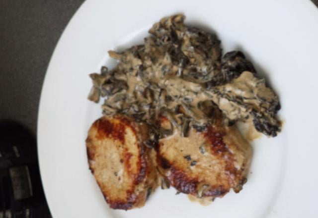 Médaillon de veau au cognac et trompettes