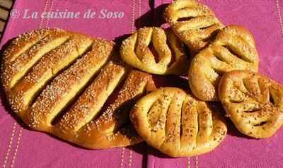 Fougasses et fougassettes, à la crème de nougat noir, crème de câlisson et fleur d'oranger