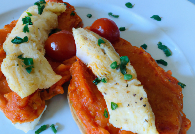 Haddock en brandade et tartine à la tomate