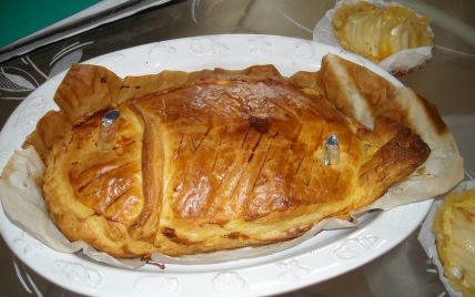 Tourte aux St Jacques et saumon poireaux