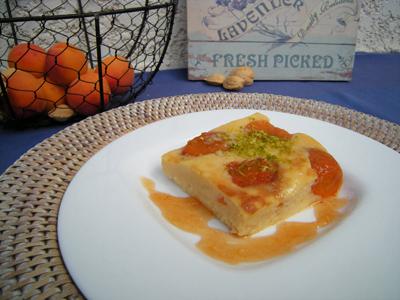 Clafoutis aux abricots caramélisés, amandes et fleur d'oranger