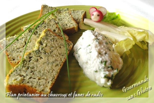 Flan printanier au Chavroux et aux fanes de radis