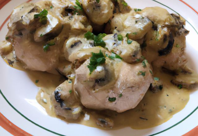 Champignons de Paris farcis au poulet et sa sauce