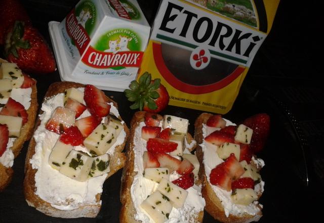 Crostinis d'Etorki, Chavroux fraise basilic