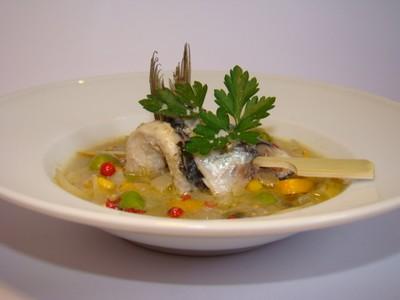 Escabèche de sardine et petits légumes aux citron confit et graines de moutarde