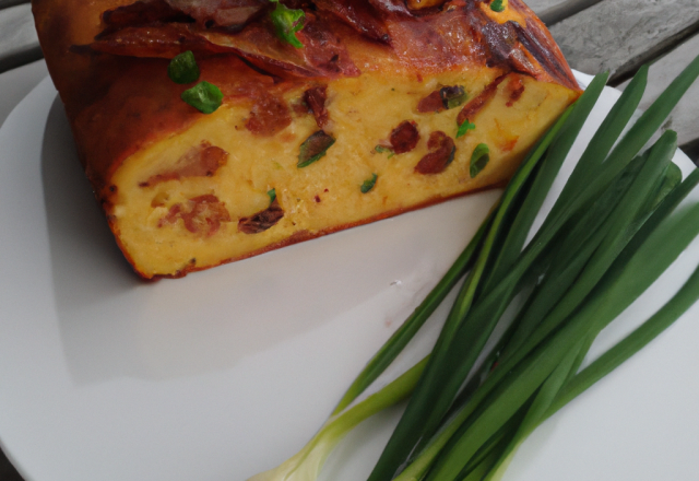 Cake au bacon chorizo et ciboulette