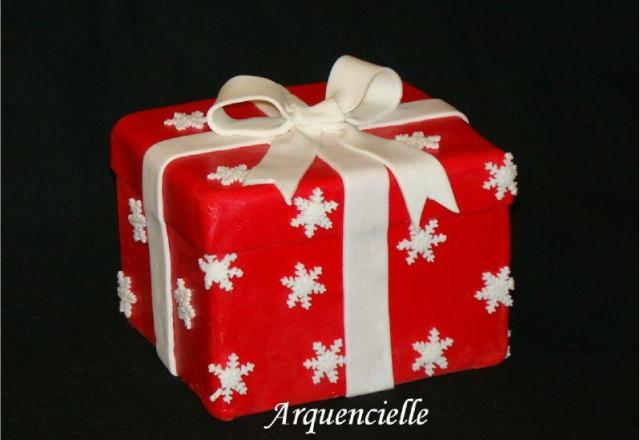 Gâteau 3D en forme de cadeau de Noël