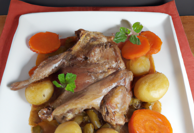 Fricassée de lapin à la paysanne traditionnelle