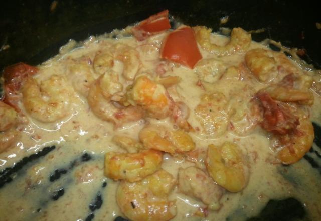 Crevettes au lait de coco curry