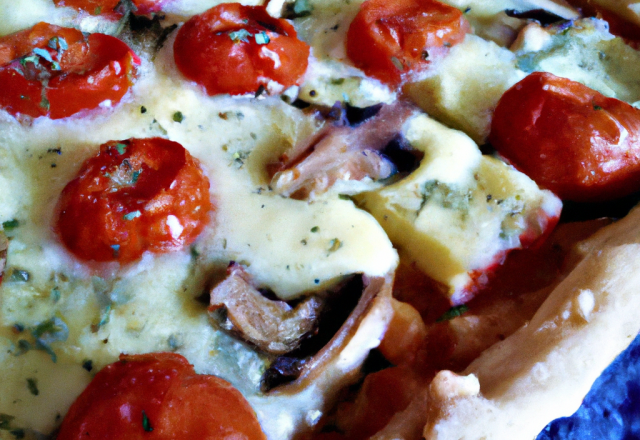 Tarte aux tomates,champignons,moutarde,mozzarella