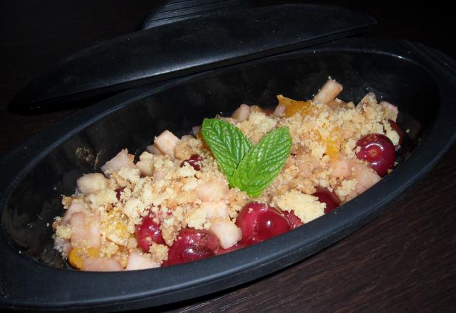 Papillote de fruits cannelle au crumble