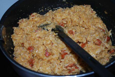 Risotto à la bière, aux oignons, chorizo et parmesan