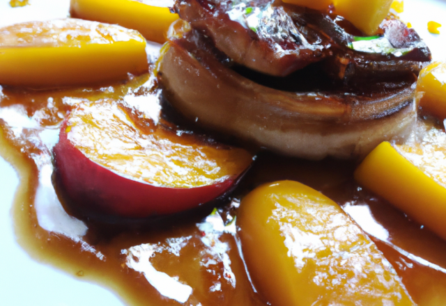 Tatin de mangue et foie gras chaud