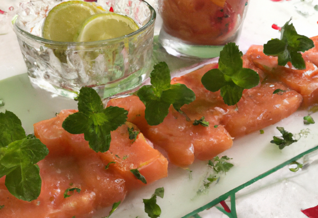 Tartare de saumon à la gelée de pamplemousse