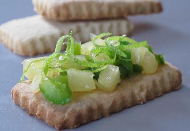 Sablés au citron vert et sa compotée de poivron vert et ananas