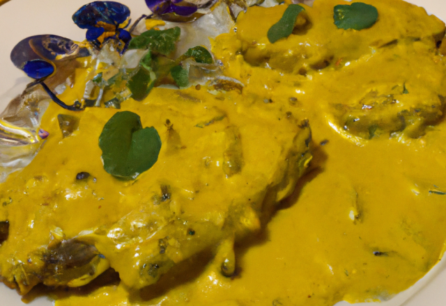 Escalopes de veau au lait de coco, curry jaune et gingembre