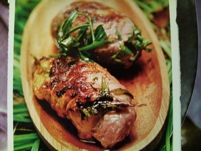 Bavette roulée au comté et fondue d'oignon