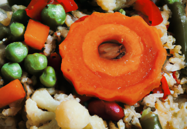 Flétant croustillant au riz et légumes