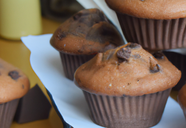 Muffins légers aux pépites de chocolat, parfumés au café