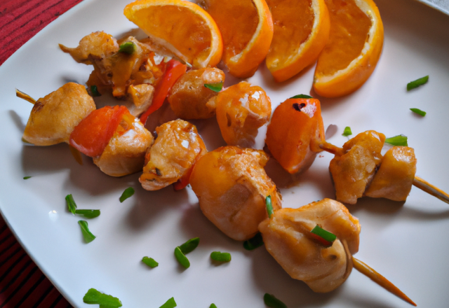 Brochette de poulet à l'orange