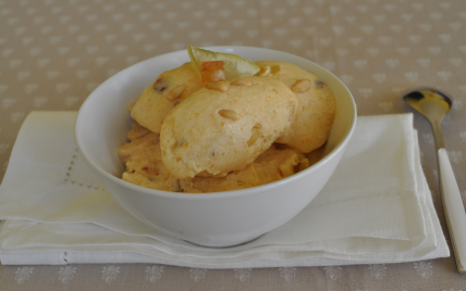 Sorbet aux coings caramélisés, vin de muscat et fruits confits