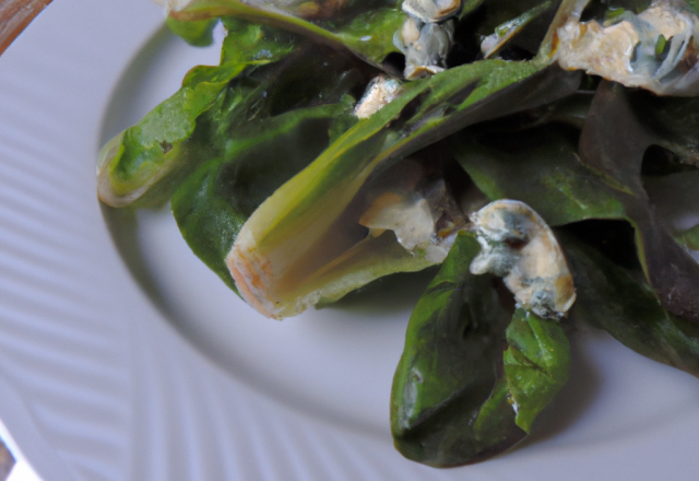 Salade de chicorées des prés au fromage de chèvre et à l'ortie