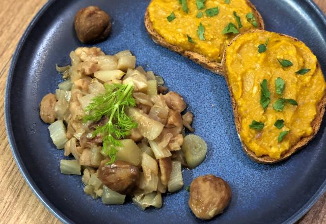 La châtaigne en 2 façons : tartinade au potimarron et poêlée au fenouil