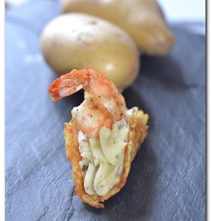 Bouchées de pommes de terre et crevettes