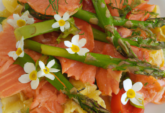 Salade de Farfalle au saumon et asperges