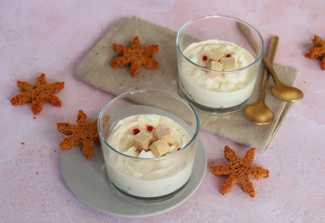 Verrine de mousse de foie gras aux poires et pain d'épices