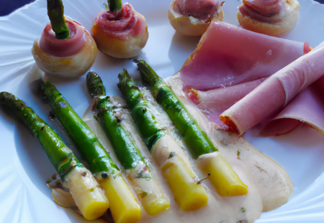 Asperges au jambon et St Jacques