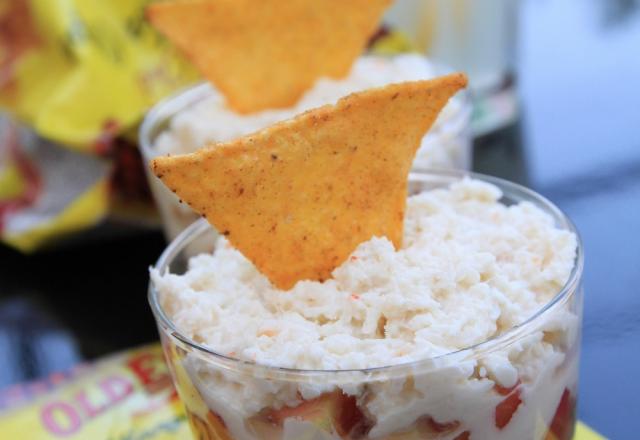 Verrines de guacamole au crabe et tortilla chips