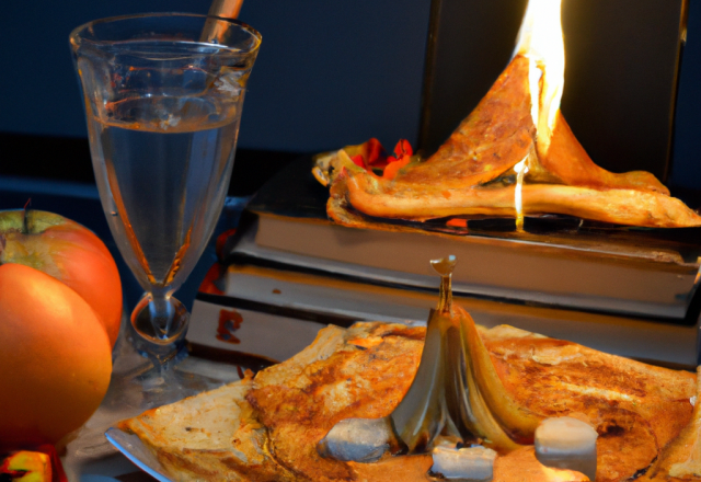 Crêpes aux poires, flambée au Cognac