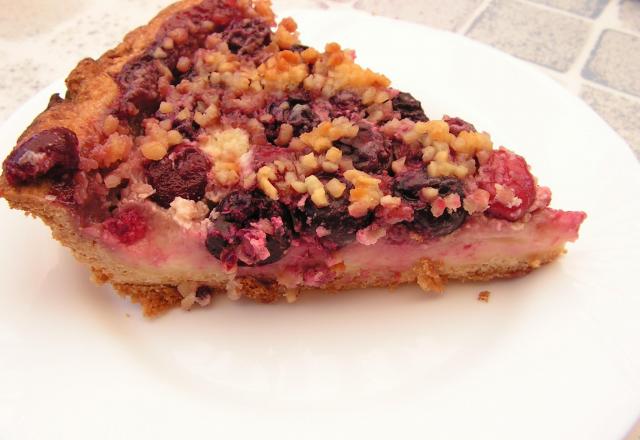 Gâteau aux cerises et crème vanillée