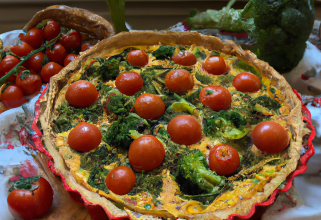 Quiche au brocolis, à la tomate et à la moutarde