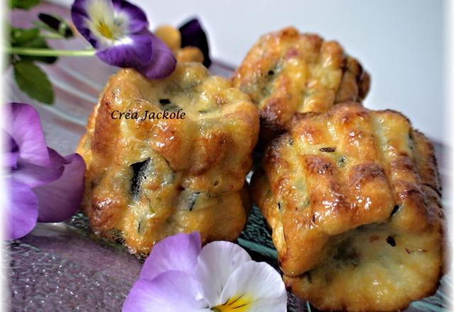 Cannelés aux pétales de tomates roties et courgette