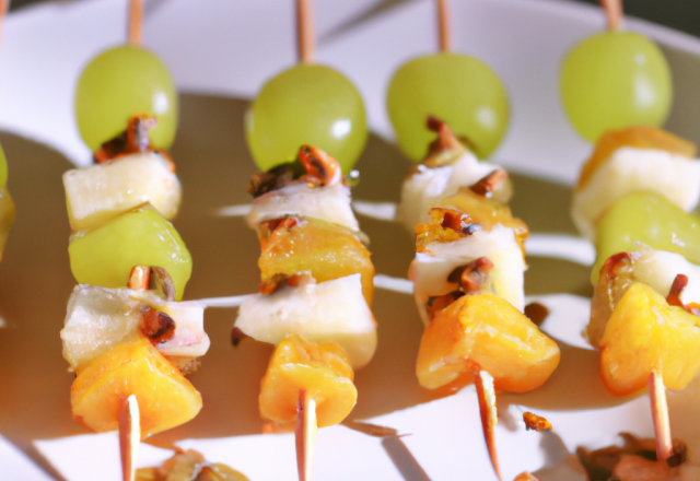 Brochettes de clémentine, kiwi et raisin