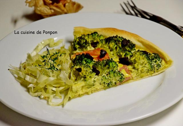 Tarte au brocoli et ail noir